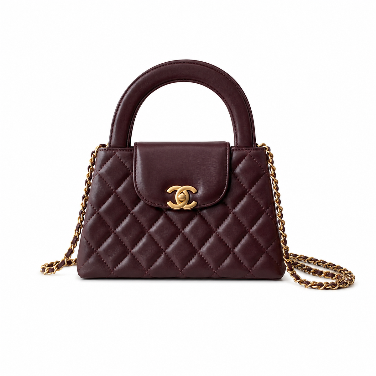 "CC" Quilted Top Handle Bag