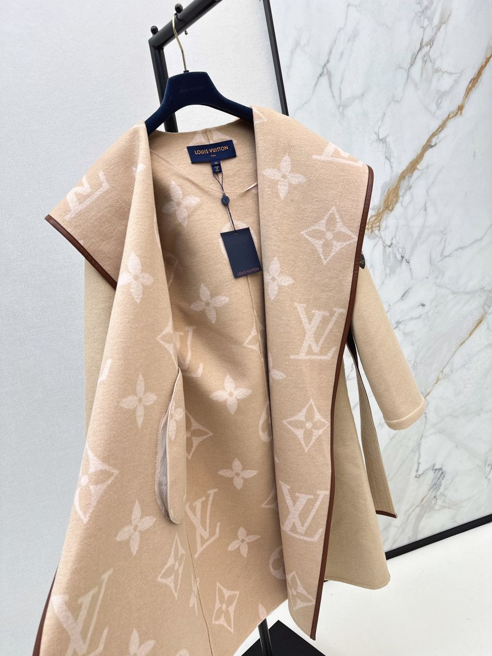 "LV" Monogram Belted Wrap Coat